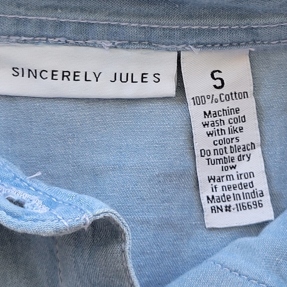 Sincerely Jules | Chambray Button Front Jumpsuit Size S - Picture 11 of 12